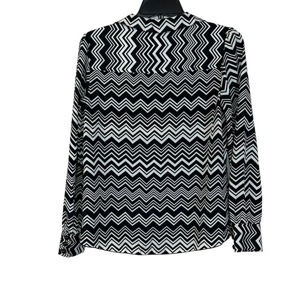 Missoni For Target Zig Zag Black White Long Sleeve Button Up Blouse Women Small - Picture 3 of 9